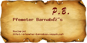 Pfemeter Barnabás névjegykártya